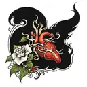 heart with zweihander piercing it tattoo design idea