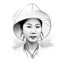 vietnamese woman in ai dao, rice field, temple, Saigon streets, Asian  tattoo design idea