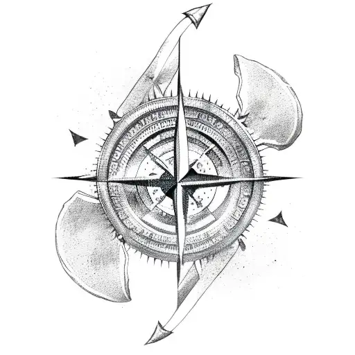 Arrow compass scorpion tattoo design idea