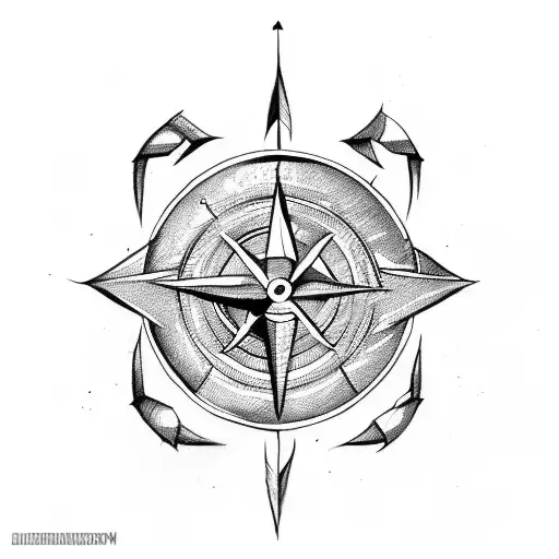 Arrow with compass and scorpion tattoo design idea