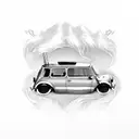 Mini Cooper Car Realistic Color  tattoo design idea