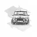 Mini Cooper Car Realistic Color  tattoo design idea