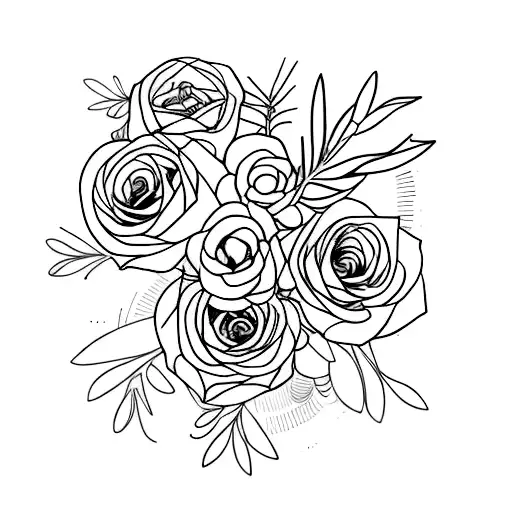 rosemary lines with a text "PV 18.24" tattoo design idea