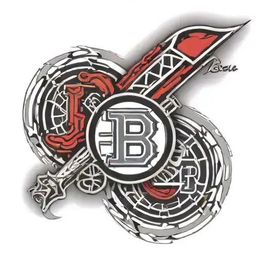 An abstract design featuring the Bruins logo intertwined with the Red Sox logo, symbolizing your passion for both teams tattoo design idea