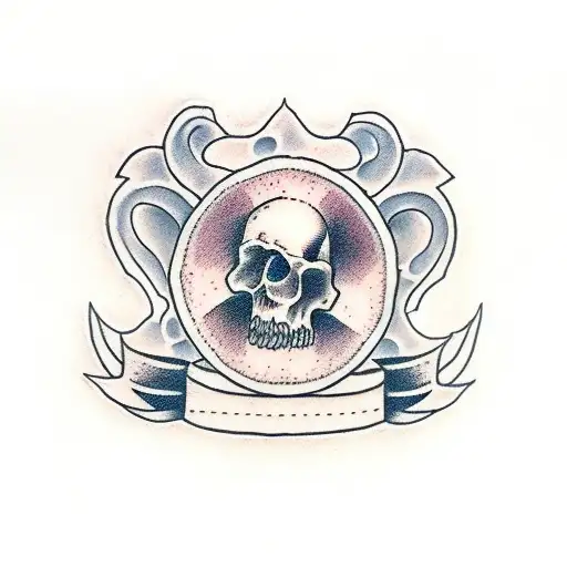 skul with hand holding the sharp blade knife tattoo design idea