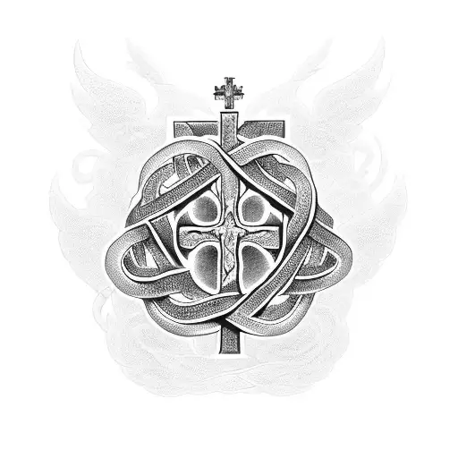 A stylized cross intertwined with a caduceus symbolizing the fusion of Christianity and medicine tattoo design idea