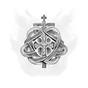 A stylized cross intertwined with a caduceus symbolizing the fusion of Christianity and medicine tattoo design idea