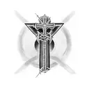 A stylized cross intertwined with a caduceus symbolizing the fusion of Christianity and medicine tattoo design idea