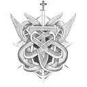A stylized cross intertwined with a caduceus symbolizing the fusion of Christianity and medicine tattoo design idea