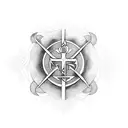 A stylized cross intertwined with a caduceus symbolizing the fusion of Christianity and medicine tattoo design idea