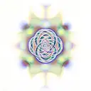 A psychedelic representation of string theory interwoven with sacred geometry tattoo design idea