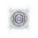 A psychedelic representation of string theory interwoven with sacred geometry tattoo design idea