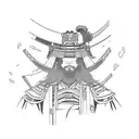 Design a tattoo featuring a manga-style samurai engaged in a intense game of virtual reality tattoo design idea