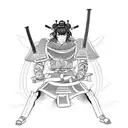 Design a tattoo featuring a manga-style samurai engaged in a intense game of virtual reality tattoo design idea