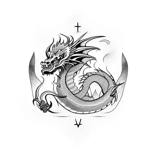Dragon with runic markings  tattoo design idea