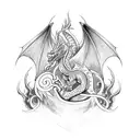 Dragon with runic markings  tattoo design idea