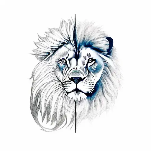 lion and a wolf with the number 1989  tattoo design idea