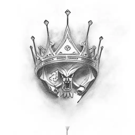 broken sword going through a crown tattoo design idea