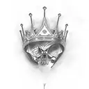 broken sword going through a crown tattoo design idea
