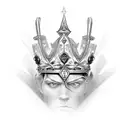 broken sword going through a crown tattoo design idea