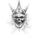 broken sword going through a crown tattoo design idea