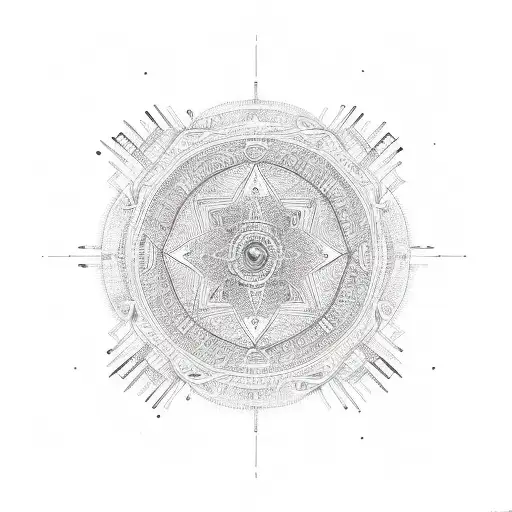 An intricate geometric pattern inspired by the rhythms and time signatures of progressive music tattoo design idea