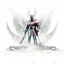 Templar knight standing over defeated demons tattoo design idea