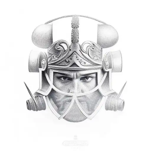 gladiator helmet tattoo design idea