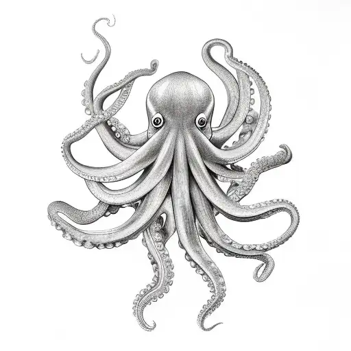 octopus holding random objects tattoo design idea