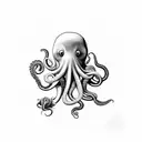 octopus holding random objects tattoo design idea