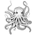 octopus holding random objects tattoo design idea