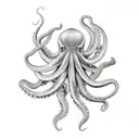 octopus holding random objects tattoo design idea