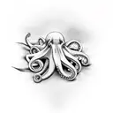 octopus holding random objects tattoo design idea