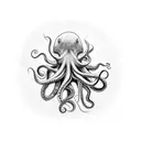 octopus holding random objects tattoo design idea
