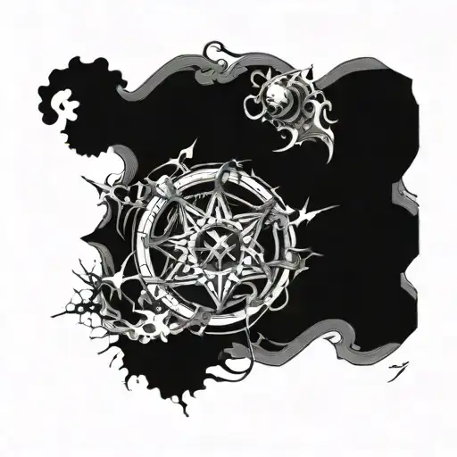 A tattoo design combining elements of philosophy and chaos theory tattoo design idea