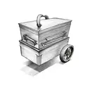 a coffin with wheels  tattoo design idea