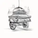 a coffin with wheels  tattoo design idea