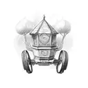 a coffin with wheels  tattoo design idea