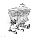 a coffin with wheels  tattoo design idea