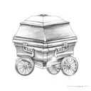 a coffin with wheels  tattoo design idea