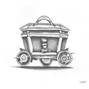 a coffin with wheels  tattoo design idea