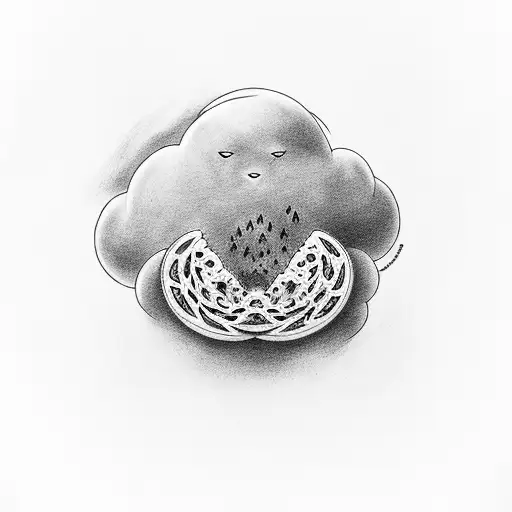 cloud and watermelon  tattoo design idea