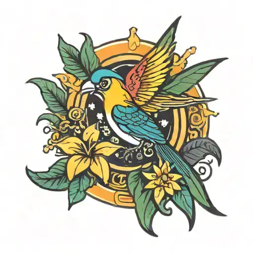 Philippine Sun southern cross bird of paradise tattoo design idea