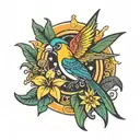 Philippine Sun southern cross bird of paradise tattoo design idea
