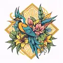 Philippine Sun southern cross bird of paradise tattoo design idea