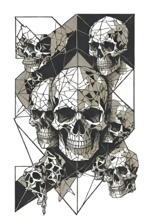 skulls in a diamond with key shaped earrings tattoo design idea
