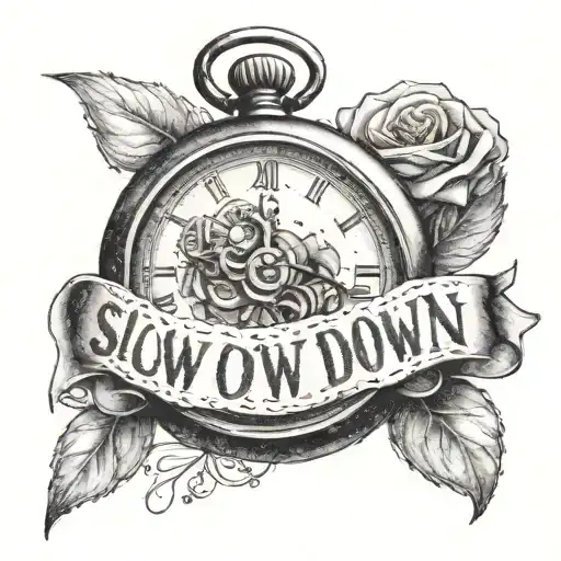 "Slow down you're doing fine" lyrics with a stop watch tattoo design idea