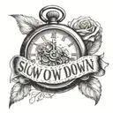"Slow down you're doing fine" lyrics with a stop watch tattoo design idea