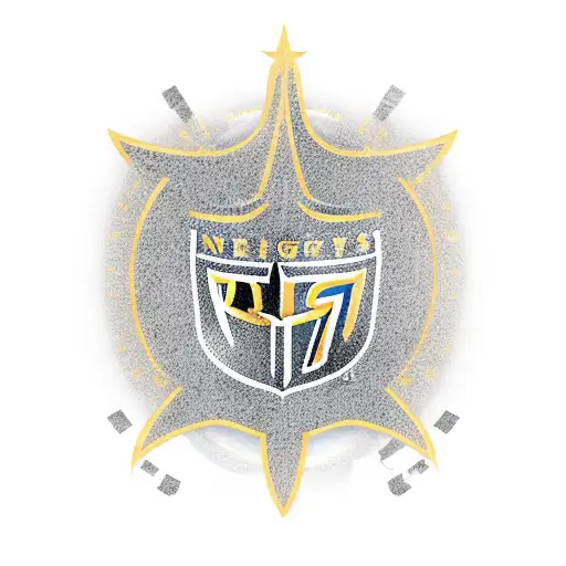 stanley cup 2023 las vegas golden knights with both logos leaning on the cup tattoo design idea