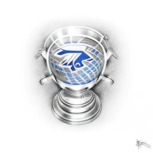 stanley cup 2023 with both logos leaning on the cup tattoo design idea